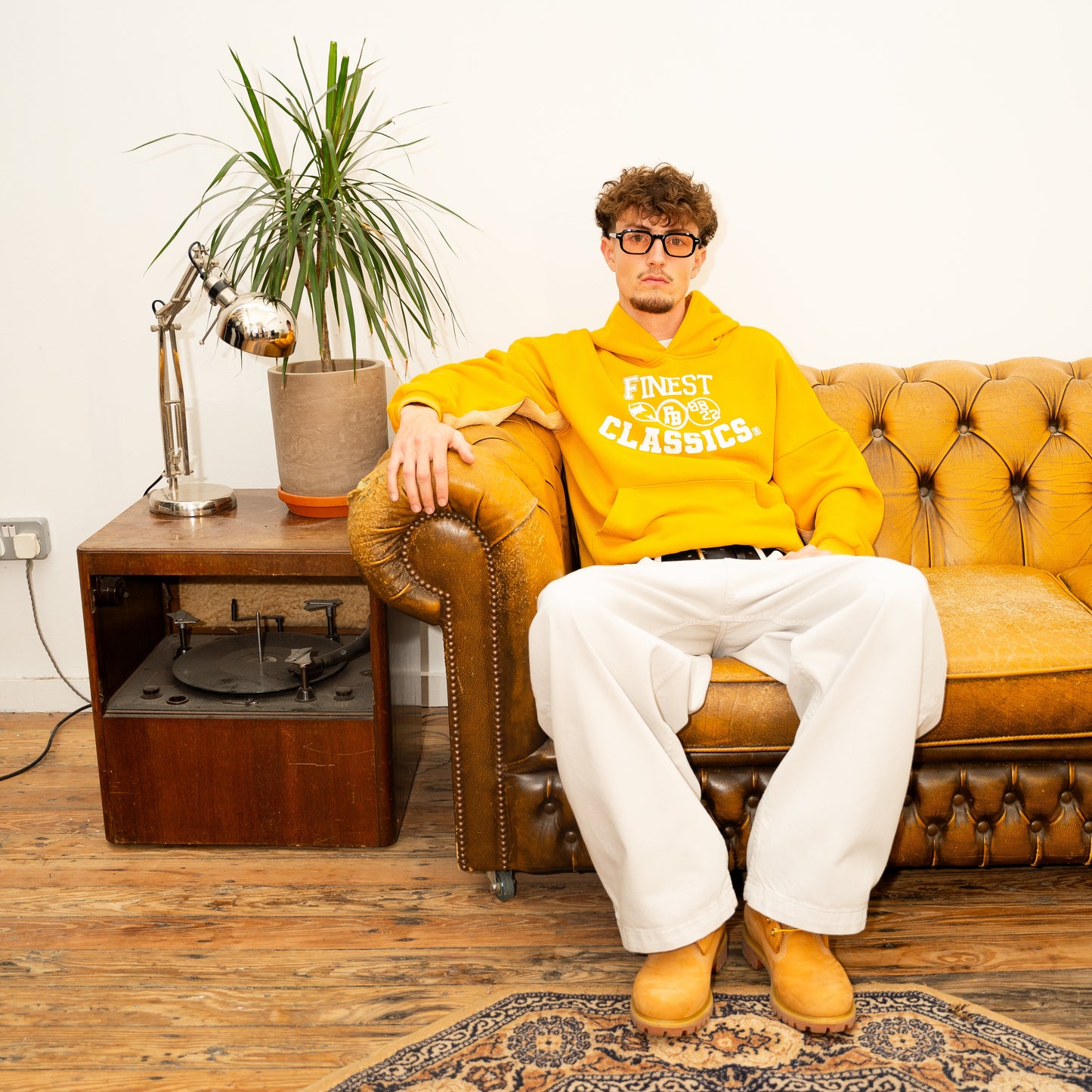 Finest classics hoodie college Mustard