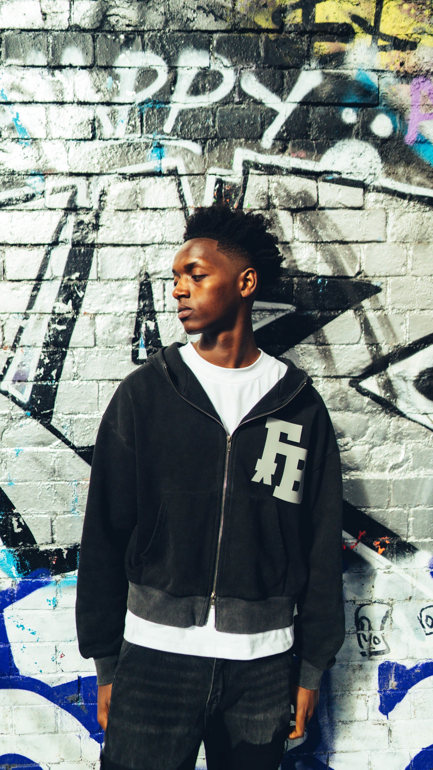 Zip Up Staple Hoodie Washed Black